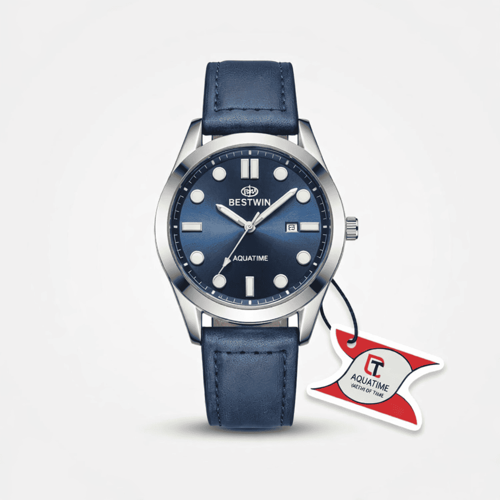 AQUATIME Classic Blue Dial Leather Watch