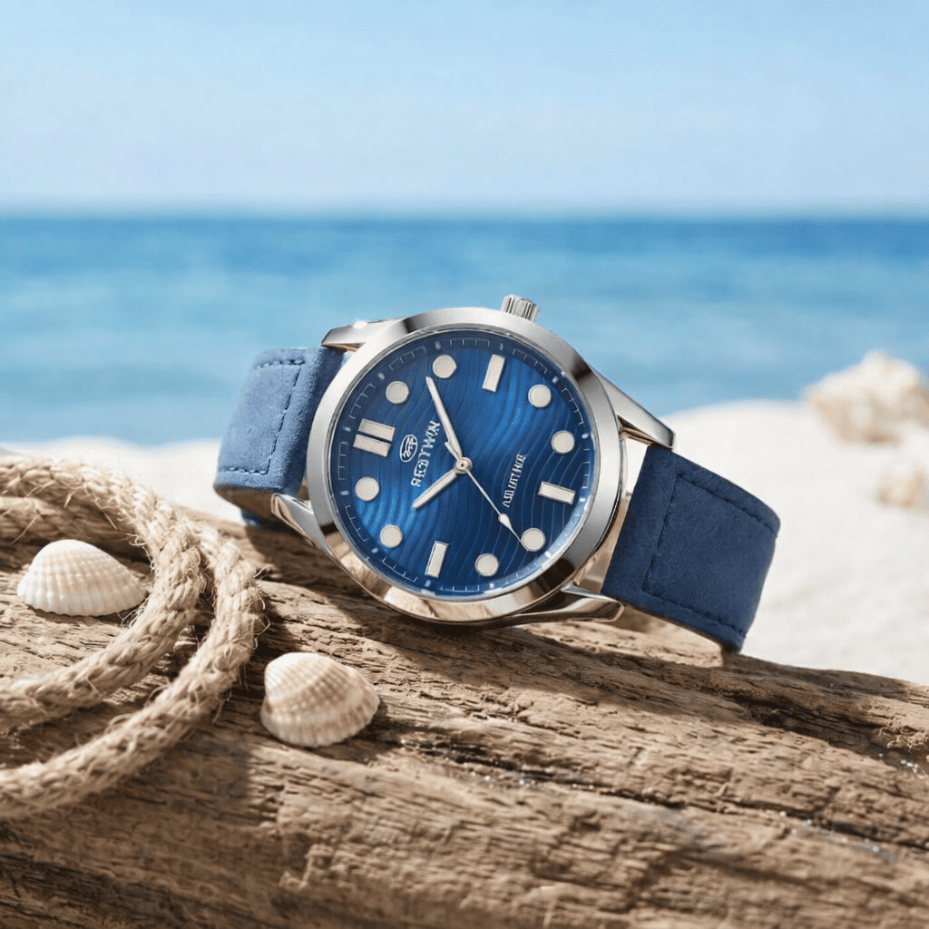 AQUATIME Classic Blue Dial Leather Watch