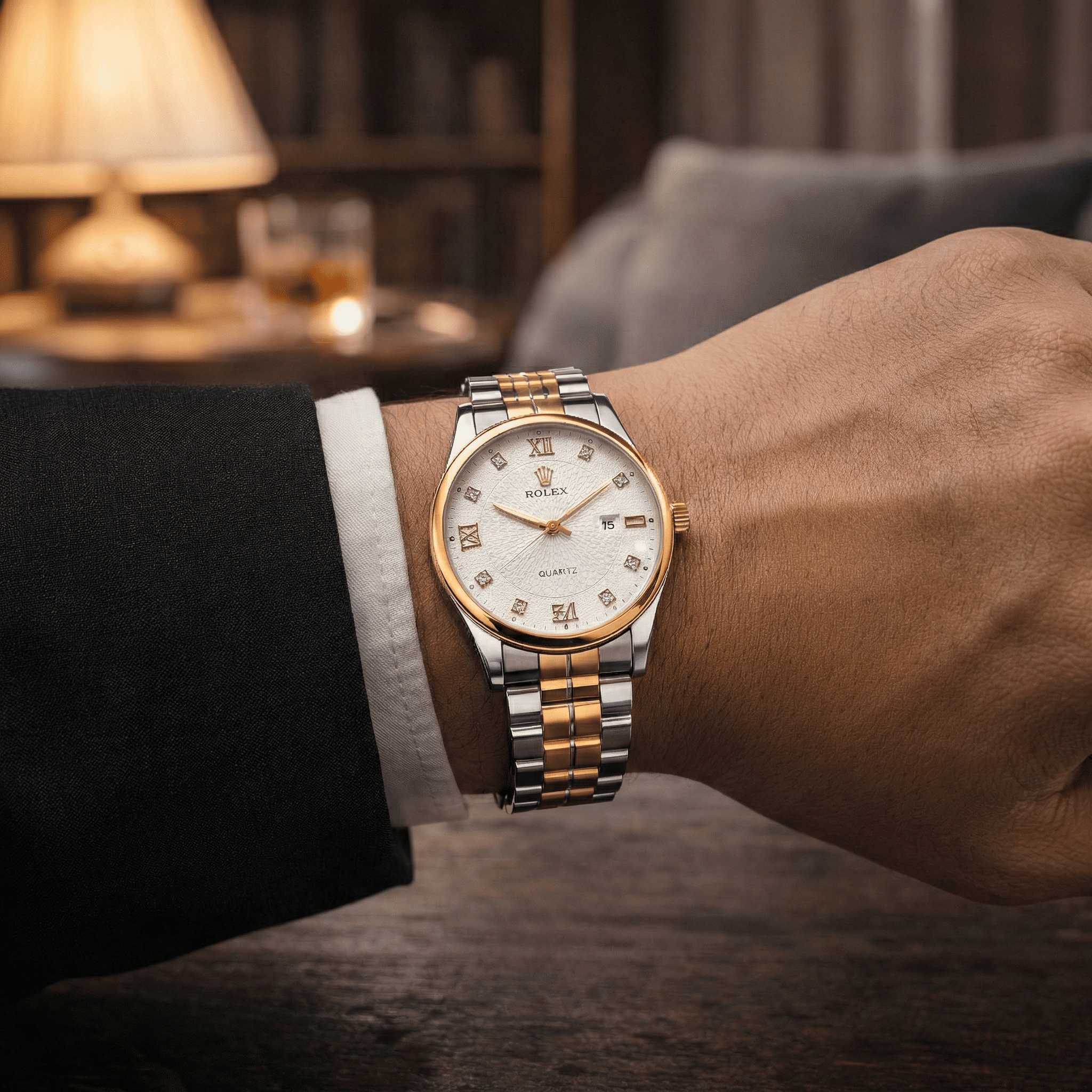 Rolex Stainless Steel Watch Silver Gold