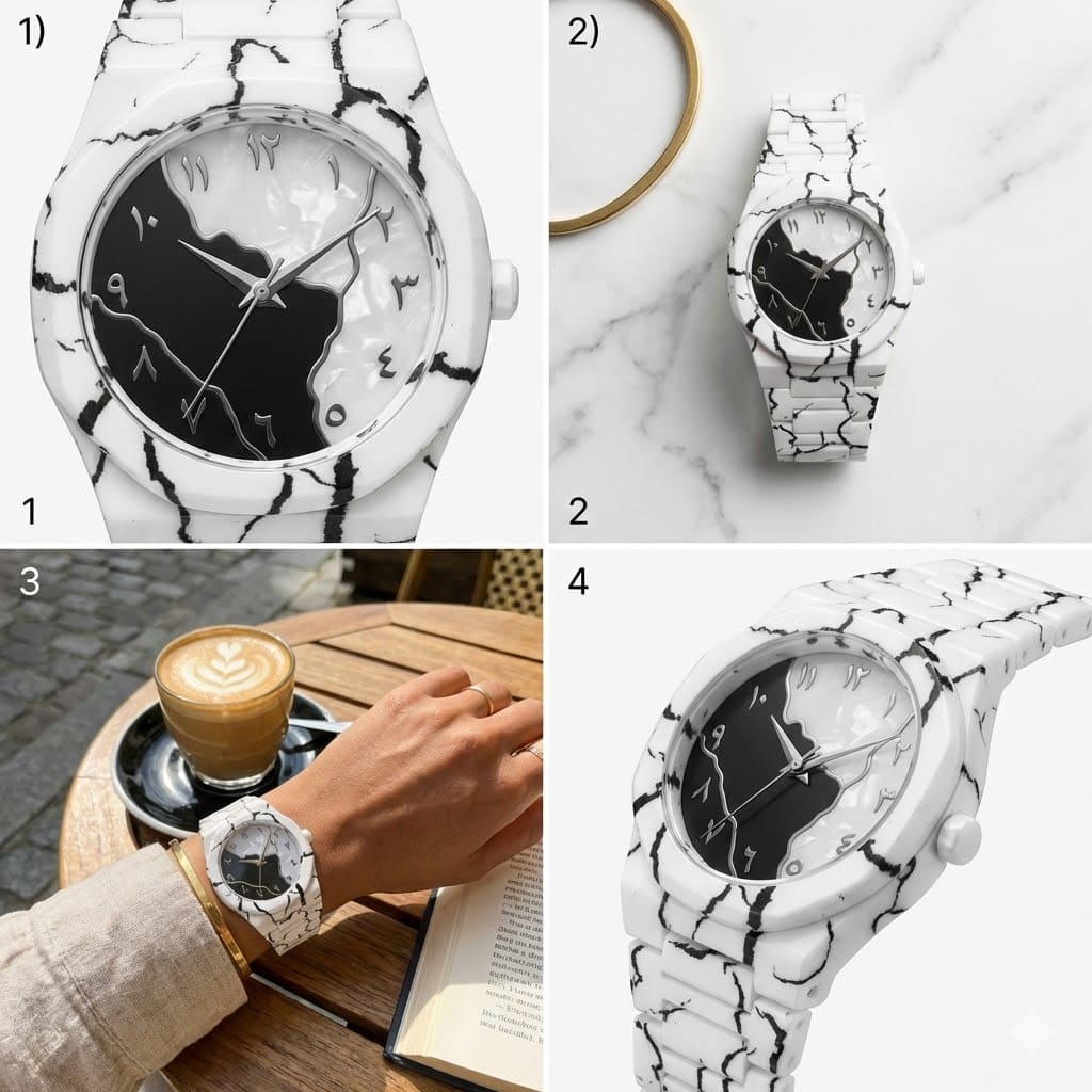 White Arabic Marble Aura Watch